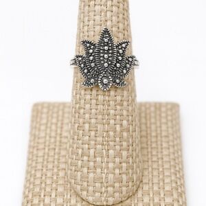 Sterling Silver Marcasite Lotus Ring – Vintage Style Statement Jewelry